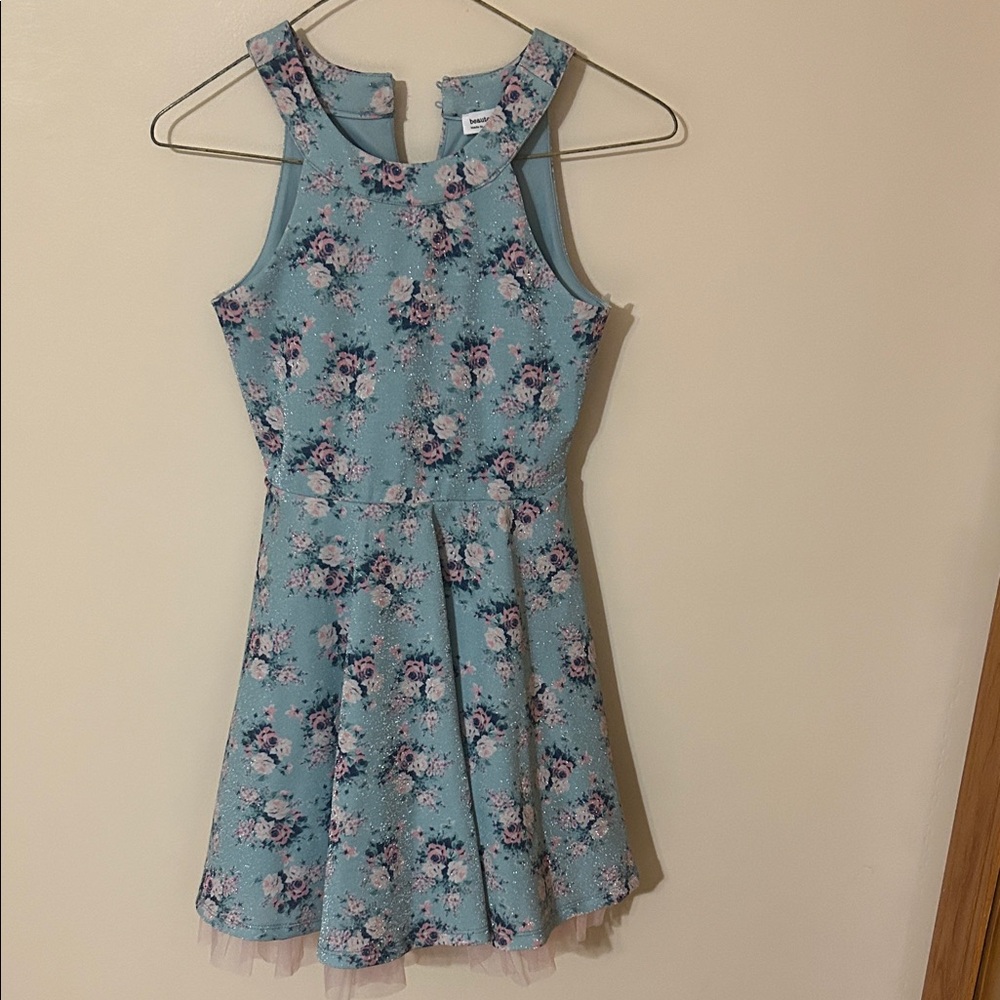 Beautees Blue Floral Kids Dress 8